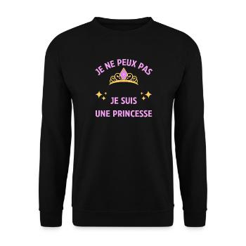Je ne peux pas je suis une princesse - humour - Sweat-shirt Unisexe - noir - Devant - Alina (178cm) & Michal (187cm)