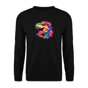 Tyrannosaurus rex Design - Unisex Pullover - Schwarz - Vorne - Alina (178cm) & Michal (187cm)