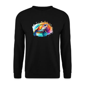 Sea Turtle Design - Unisex Sweatshirt - black - Front - Alina (178cm) & Michal (187cm)