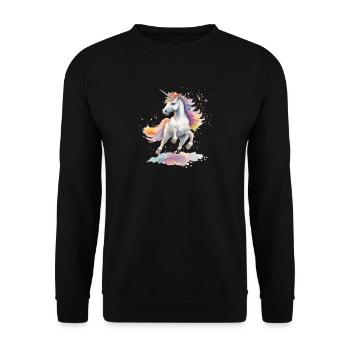 tanzendes Einhorn - Unisex Pullover - Schwarz - Vorne - Alina (178cm) & Michal (187cm)