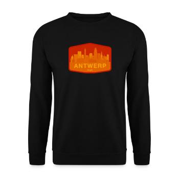 Orange chaud de la Skyline d’Anvers - Sweat-shirt Unisexe - noir - Devant - Alina (178cm) & Michal (187cm)