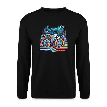 Vélo aux lignes ondulées - Sweat-shirt Unisexe - noir - Devant - Alina (178cm) & Michal (187cm)
