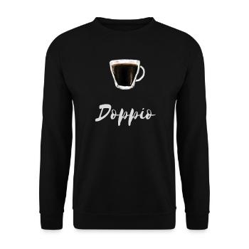 Chemise Doppio Espresso Coffee Barista Cafe - Sweat-shirt Unisexe - noir - Devant - Alina (178cm) & Michal (187cm)