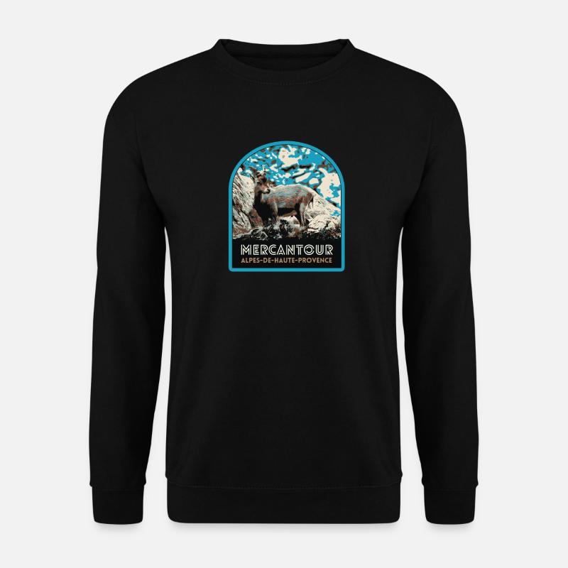 Mercantour-Gamsabzeichen: Alpine Fauna - Unisex Pullover - Schwarz