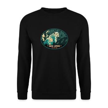 Snow Leopard illustration patch - Unisex Sweatshirt - black - Front - Alina (178cm) & Michal (187cm)