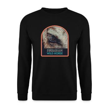 Pferdeauge in Nahaufnahme – Ausdruckskunst - Unisex Pullover - Schwarz - Vorne - Alina (178cm) & Michal (187cm)