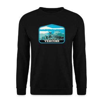 Chamois and Vercors Landscape: Alpine Nature - Unisex Sweatshirt - black - Front - Alina (178cm) & Michal (187cm)