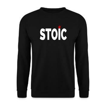 Stoic being stoic typographic artwork - Unisex Sweatshirt - black - Front - Alina (178cm) & Michal (187cm)