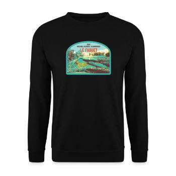 Écusson Paysage Faouet : Nature Bretonne - Sweat-shirt Unisexe - noir - Devant - Alina (178cm) & Michal (187cm)