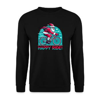 Happy Ride Chrsitmas St. Nicholas on the road bike - Unisex Sweatshirt - black - Front - Alina (178cm) & Michal (187cm)
