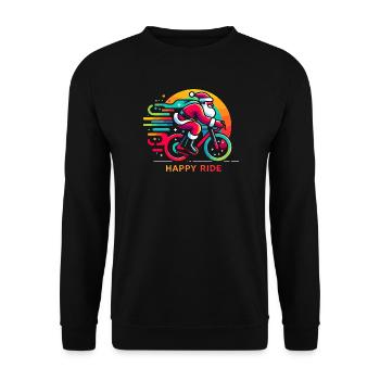 Vibrant Santa Cycling Illustration - Unisex Sweatshirt - black - Front - Alina (178cm) & Michal (187cm)
