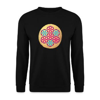 Yoga farbenfroh Gold Kreis Meditation om Namaste - Unisex Pullover - Schwarz - Vorne - Alina (178cm) & Michal (187cm)