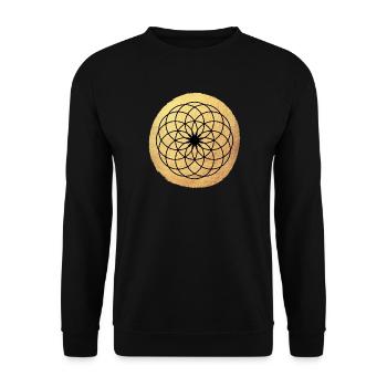 Yoga Kreis Ornament Meditation Gold om Namaste - Unisex Pullover - Schwarz - Vorne - Alina (178cm) & Michal (187cm)