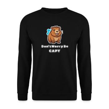 Capybara Don't worry be capy - Unisex Pullover - Schwarz - Vorne - Alina (178cm) & Michal (187cm)