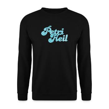 Petri Heil Angler Hobby Fish Scale Pattern - Unisex Sweatshirt - black - Front - Alina (178cm) & Michal (187cm)