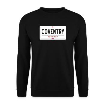 Ortsschild von Coventry - Unisex Pullover - Schwarz - Vorne - Alina (178cm) & Michal (187cm)