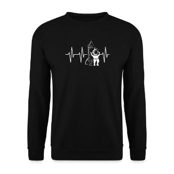 Rocketman Heartbeat Pulse Rocket Astronaut Symbol - Unisex Sweatshirt - black - Front - Alina (178cm) & Michal (187cm)