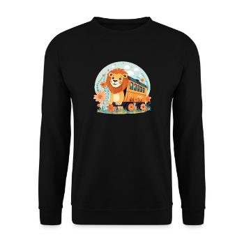 Lion Rides Railroad Lion’s Head Lions - Sweat-shirt Unisexe - noir - Devant - Alina (178cm) & Michal (187cm)