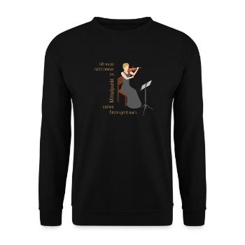 Geigerin Ich muss nicht immer im Mittelpunkt stehn - Unisex Pullover - Schwarz - Vorne - Alina (178cm) & Michal (187cm)
