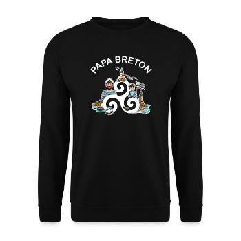 Papa Breton Triskèle et Drapeau de la Bretagne - Sweat-shirt Unisexe - noir - Devant - Alina (178cm) & Michal (187cm)