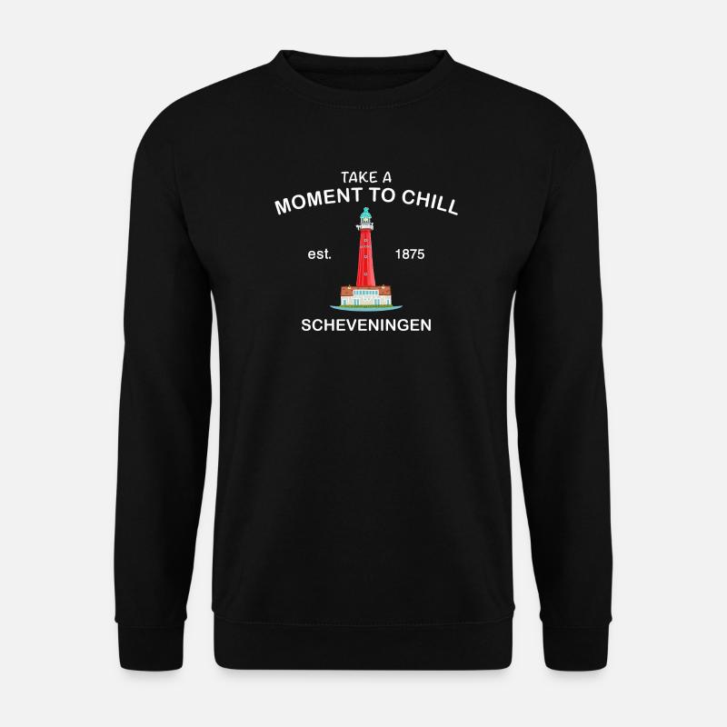 Scheveningen, Den Haag, Moment to chill, Zeichnung - Unisex Pullover - Schwarz