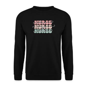 Nurse – Love, Inspire, Heal Retro Design for Care - Unisex Sweatshirt - black - Front - Alina (178cm) & Michal (187cm)