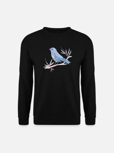 bläulicher Vogel mit Misteln im Winter Stimmung - Unisex Pullover - Schwarz