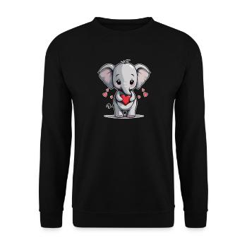 Niedliches Elefant Baby mit Herz, Valentinstag - Unisex Pullover - Schwarz - Vorne - Alina (178cm) & Michal (187cm)
