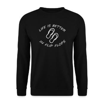 LIFE IS BETTER IN FLIP FLOPS - Unisex Sweatshirt - black - Front - Alina (178cm) & Michal (187cm)
