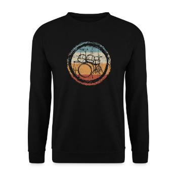 Timbre rétro tambour cercle - Sweat-shirt Unisexe - noir - Devant - Alina (178cm) & Michal (187cm)