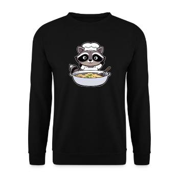 Waschbär Koch - Unisex Pullover - Schwarz - Vorne - Alina (178cm) & Michal (187cm)