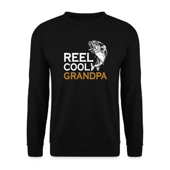 Grandpa Conquer Fishing Reel Cool - Unisex Sweatshirt - black - Front - Alina (178cm) & Michal (187cm)