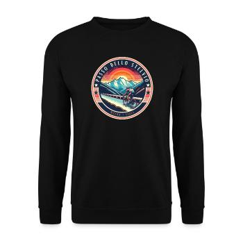 Passo dello Stelvio: Alpenpower für Radfahrer - Unisex Pullover - Schwarz - Vorne - Alina (178cm) & Michal (187cm)