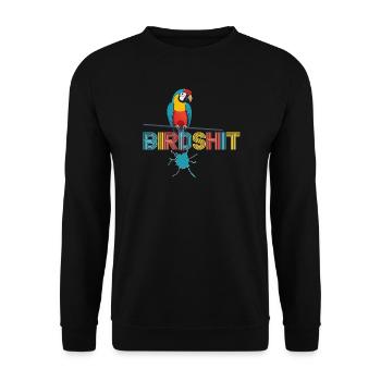 Parrot Rainbow BLUE SHIT - HAPPY BIRD - Unisex Sweatshirt - black - Front - Alina (178cm) & Michal (187cm)