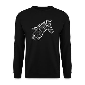 cheval blanc cheval blanc t-shirt cadeau cavalier - Sweat-shirt Unisexe - noir - Devant - Alina (178cm) & Michal (187cm)