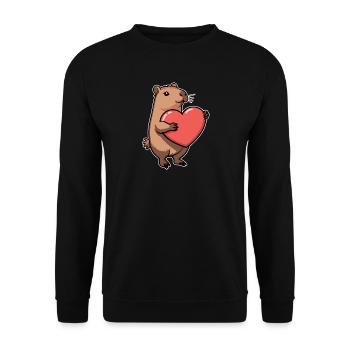Capybara with heart Valentine's Day - Unisex Sweatshirt - black - Front - Alina (178cm) & Michal (187cm)