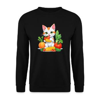 Bio Katze - Unisex Pullover - Schwarz - Vorne - Alina (178cm) & Michal (187cm)