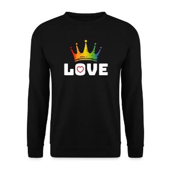 Love Heart rouge arc-en-ciel couronne blanc lgbt tshirt - Sweat-shirt Unisexe - noir - Devant - Alina (178cm) & Michal (187cm)