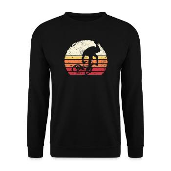 Retro Sonnenuntergang Radfahrer Silhouette - Unisex Pullover - Schwarz - Vorne - Alina (178cm) & Michal (187cm)