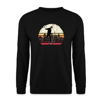 Sunset BMX Wheelie Silhouette - Unisex Sweatshirt - black - Front - Alina (178cm) & Michal (187cm)