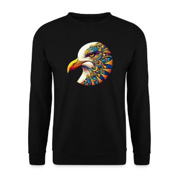 Mouette décorée de Mandalas - Sweat-shirt Unisexe - noir - Devant - Alina (178cm) & Michal (187cm)