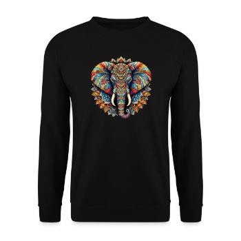 Éléphant décoré de Mandalas - Sweat-shirt Unisexe - noir - Devant - Alina (178cm) & Michal (187cm)