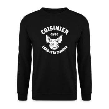 cuisinier, cuisinier, cochon - Sweat-shirt Unisexe - noir - Devant - Alina (178cm) & Michal (187cm)