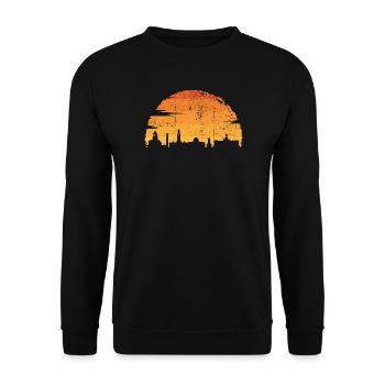 Sonnenuntergang Skyline Silhouette - Unisex Pullover - Schwarz - Vorne - Alina (178cm) & Michal (187cm)