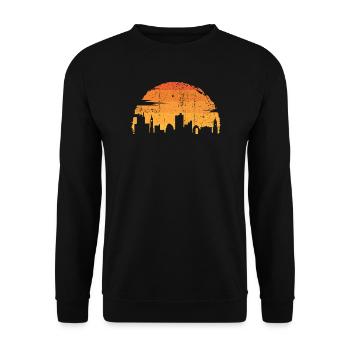 Sunset City Silhouette - Unisex Pullover - Schwarz - Vorne - Alina (178cm) & Michal (187cm)