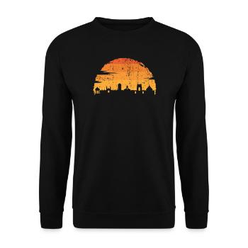 Golden Hour City Silhouette - Unisex Sweatshirt - black - Front - Alina (178cm) & Michal (187cm)