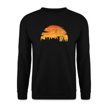 Sunset Skyline Silhouette - Unisex Sweatshirt - black - Front - Alina (178cm) & Michal (187cm)
