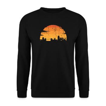 Silhouette de la ligne d’horizon de la ville du coucher de soleil - Sweat-shirt Unisexe - noir - Devant - Alina (178cm) & Michal (187cm)