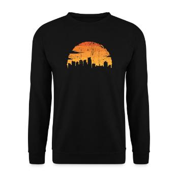 Sonnenuntergang Skyline Silhouette - Unisex Pullover - Schwarz - Vorne - Alina (178cm) & Michal (187cm)