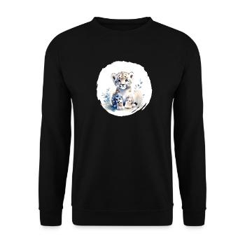 Aquarelle de léopard des neiges - Sweat-shirt Unisexe - noir - Devant - Alina (178cm) & Michal (187cm)
